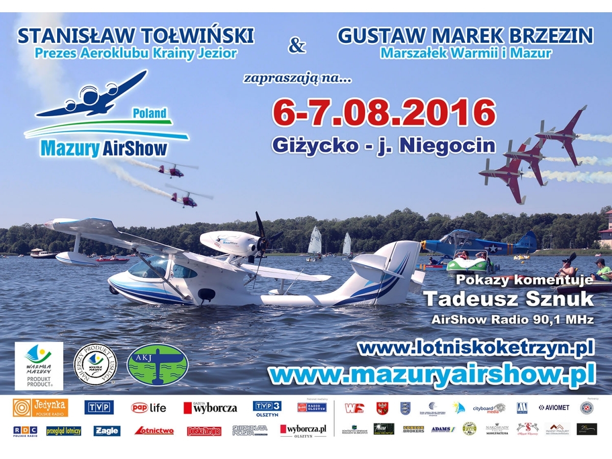 Plakat - zaproszenie na Mazury AirShow 2016